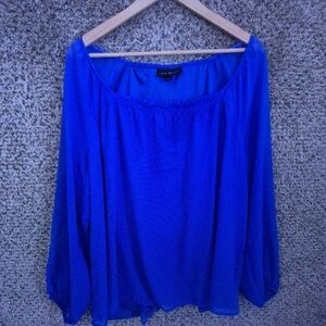 Lane Bryant Cobalt Blue Peasant Off-Shoulder Top